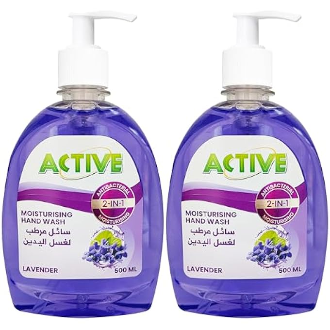 Active HAND WASH LIQUID SOAP PUMP | ANTIBACTERIAL & MOISTURISING | LAVENDER 500 ML (PACK OF 2) - Image 1